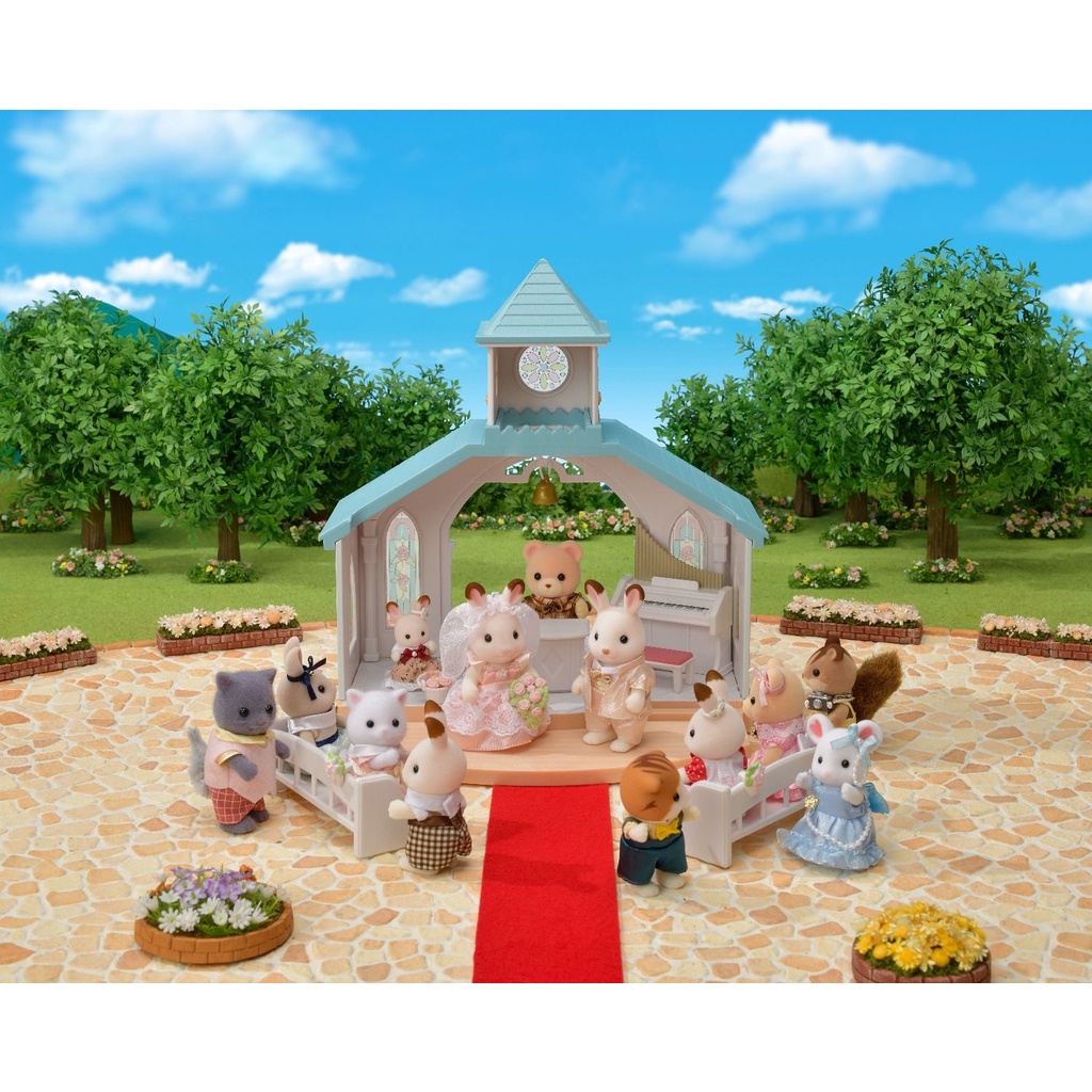 Đồ Chơi Sylvanian Families Thánh Đường Màu Xanh Sky Blue Wedding Chapel