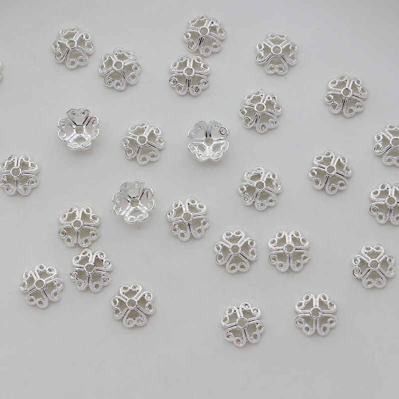 Set 50 Hạt Xâu Chuỗi Màu Sắc Bạc Làm Trang Sức DIY J3-73 Kích Thước 8mm