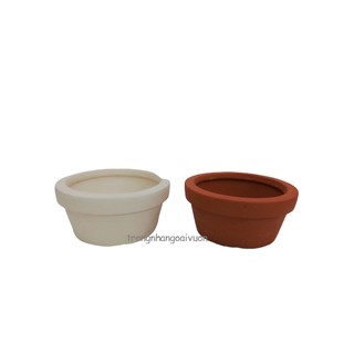 Chậu đất nung Trệt 12x6 (đỏ/trắng)