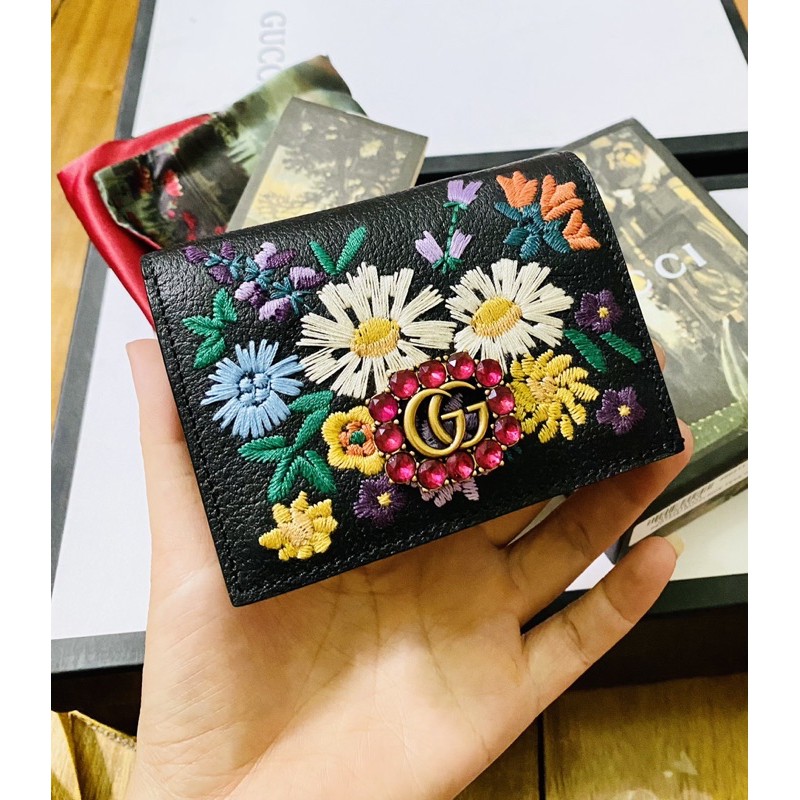 Ví Gucci siêu cấp tag đá thêu hoa