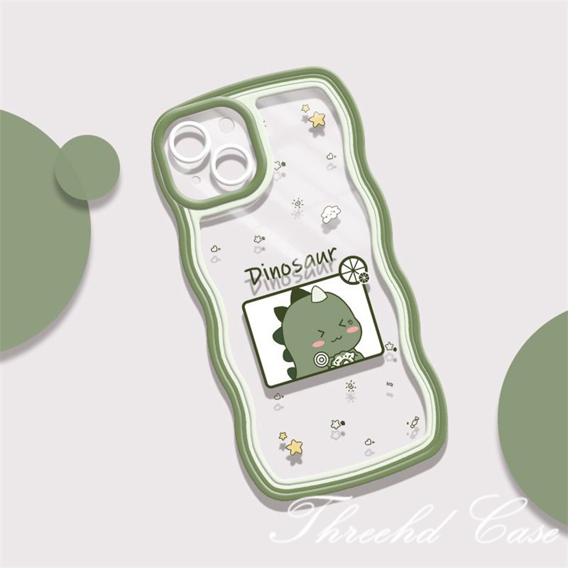 Ốp Điện Thoại Mềm Họa Tiết Khủng Long Viền Gợn Sóng Cho iPhone 14 13 12 11 Pro Max SE2020 X XR Xs Max 7 8 6 6s Plus