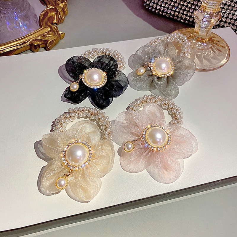 Dây Cột Tóc Co Giãn Đính Hoa Hướng Dương Và Ngọc Trai Xinh Xắn