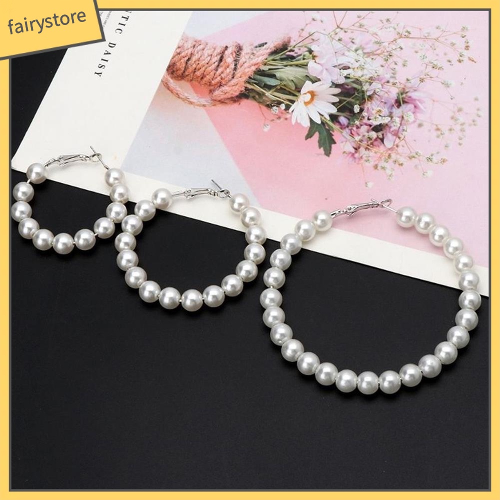 Bông Tai Hợp Kim Đính Ngọc Trai Giả Kiểu Dáng Thanh Lịch