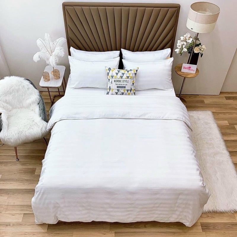 Bộ Chăn Ga Gối Cotton Tc 3f Hizun Chuyên Dùng Cho Khách Sạn Home Stay