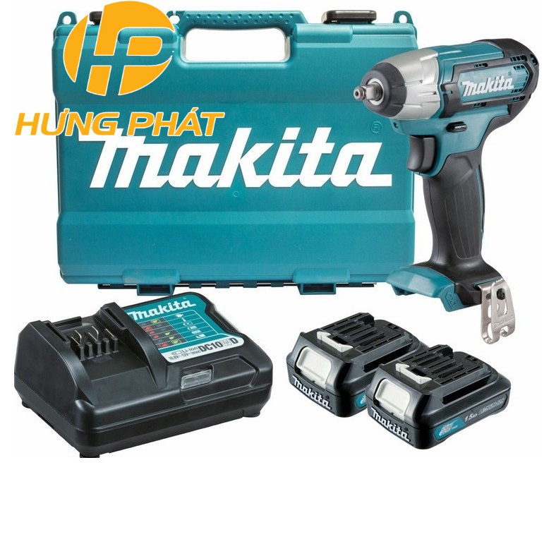 Máy siết bulong dùng pin Makita TW140DSYEX (12V - Đầu cốt 3/8&quot; - 9.5mm) - Tặng kèm bộ 5 khẩu Makita chính hãng