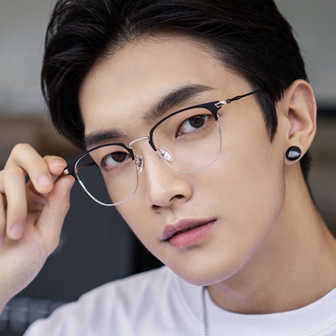 Kính mắt nam nữ nửa gọng không độ gọng mảnh cao cấp  nhiều màu thanh lịch sang trọng form vuông NGVV