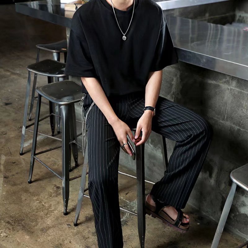 Áo Thun Nam Ngắn Tay Cổ Tròn Phong Cách Hàn Quốc Nhiều Cỡ Lớn M-5XL