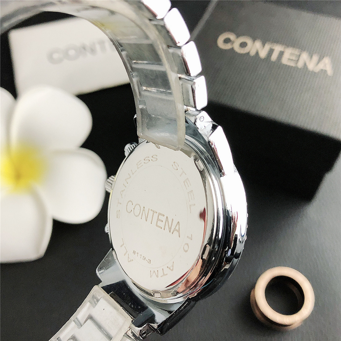 CONTENA Luxury Women's Watches Rhinestone Ladies Stainless Steel Quartz Watch #8119