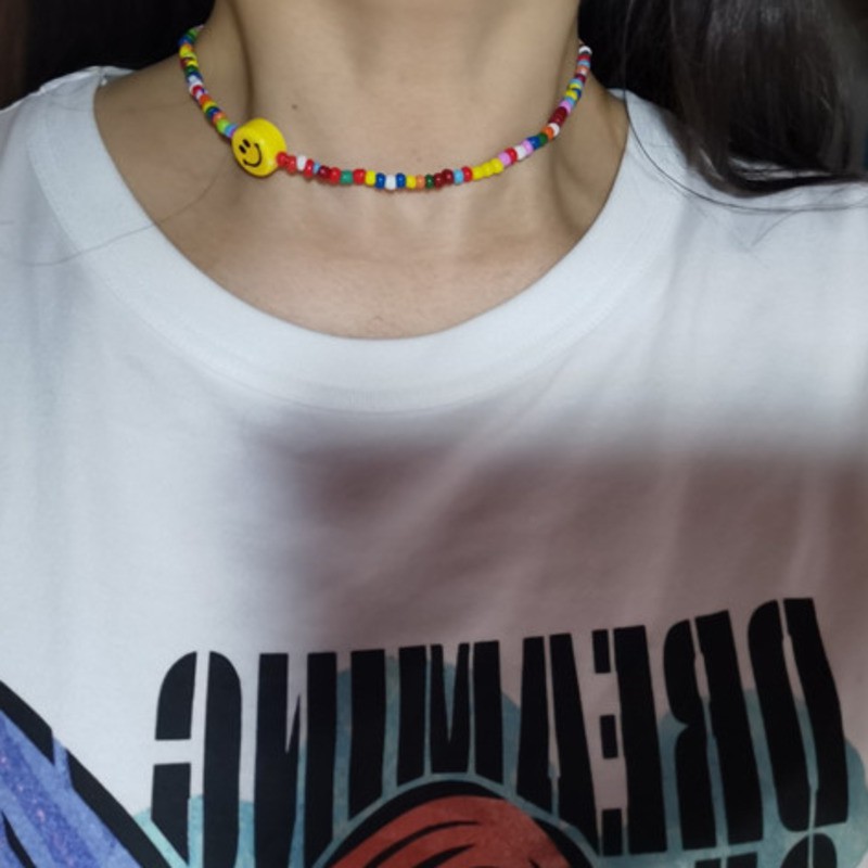 Vòng Cổ Chuỗi Hạt Mặt Cười 2310018Dây Chuyền Thiết Kế Đơn Giản Phong Cách Hip Hop Hàn Quốc Thời Trang Cá Tính Cho Nam Nữ