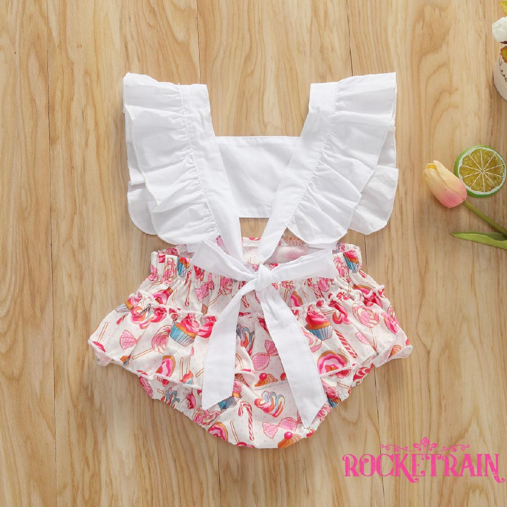 Jumpsuit Tay Cánh Tiên Chất Cotton Hoạ Tiết In Cho Bé Gái