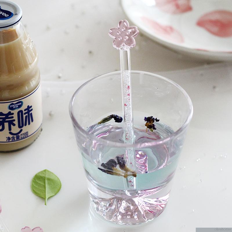 Muỗng cà phê cán dài hình chân mèo/ngôi sao màu hồng xinh xắn
