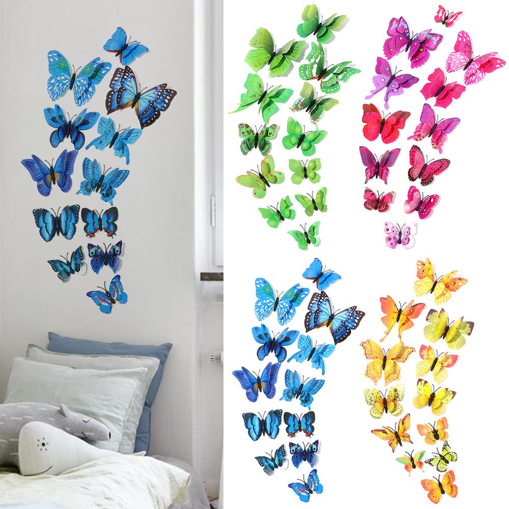 Sticker Dán Tường Hình Bướm 3D Nhiều Màu Sắc Trang Trí Phòng Ngủ