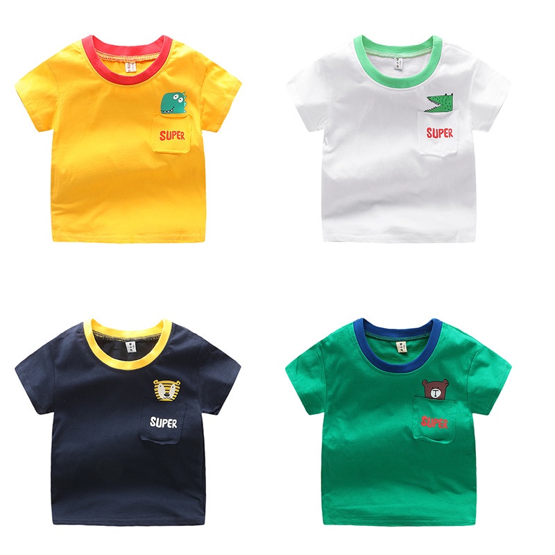 Soffny Áo Thun Cotton Tay Ngắn In Họa Tiết Hoạt Hình Thời Trang Mùa Hè Cho Bé
