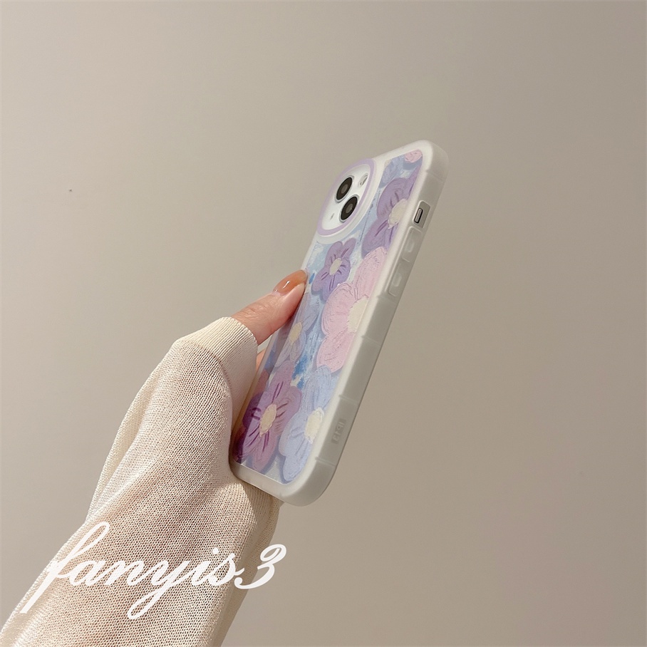 Ốp Điện Thoại Mềm Trong Suốt Họa Tiết Hoa Sơn Dầu Cho iPhone 14 13 12 11 Pro Max X XR Xs Max 8 7 6 6s Plus SE 2020