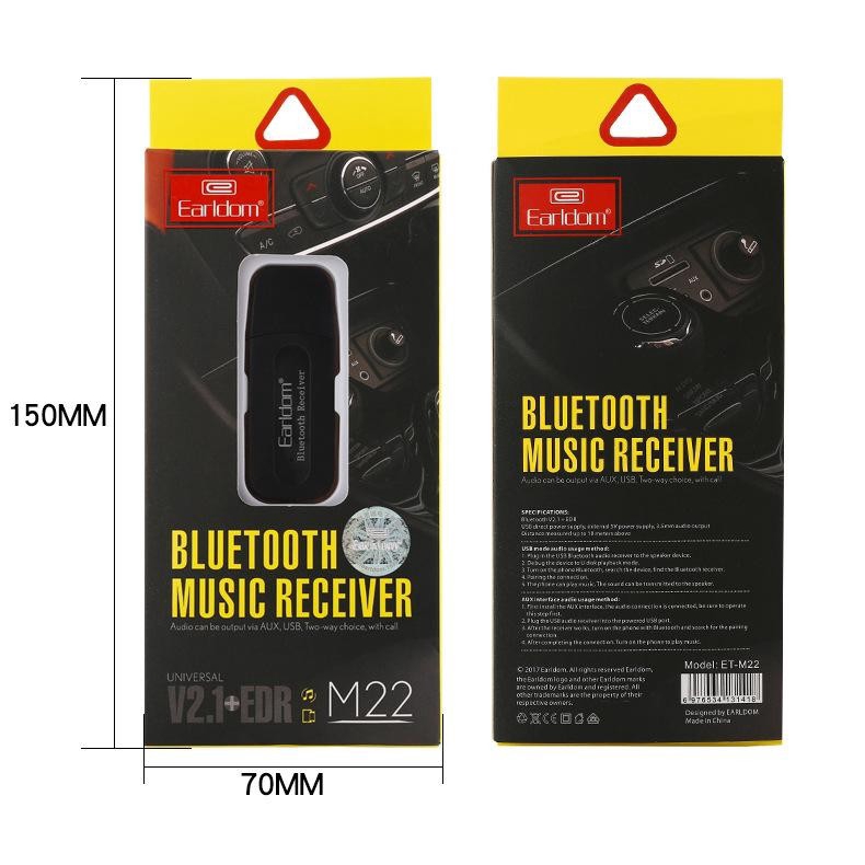 Đầu thu bluetooth receiver tạo kết nối âm thanh Earldom M22 -dc2606