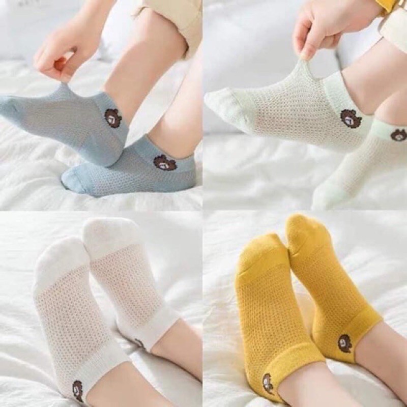 🧦🧦 VỚ LƯỚI HÌNH GẤU BROWN CHO BÉ ( Hàng loại I túi Zip lụa )