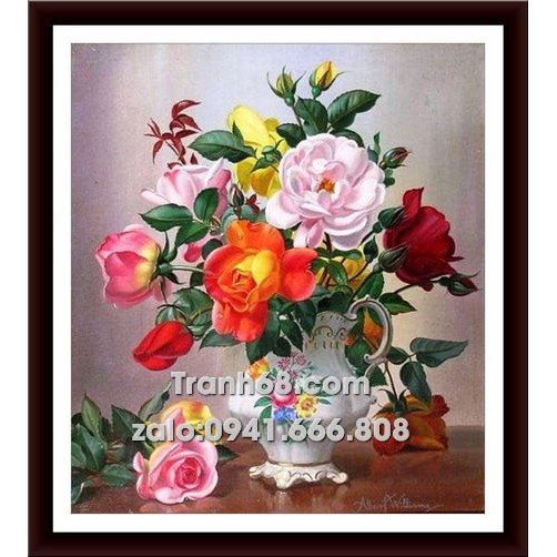 [⚡HOT SALE⚡] Tranh đính đá venus Bình hoa hồng VS408 kích thước 65x55cm