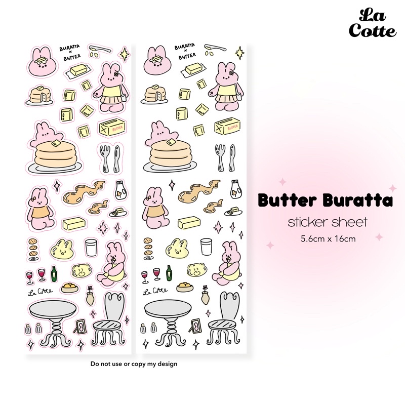 Lacotte | Butter Buratta Sticker Sheet 🧈 nhãn dán trang trí