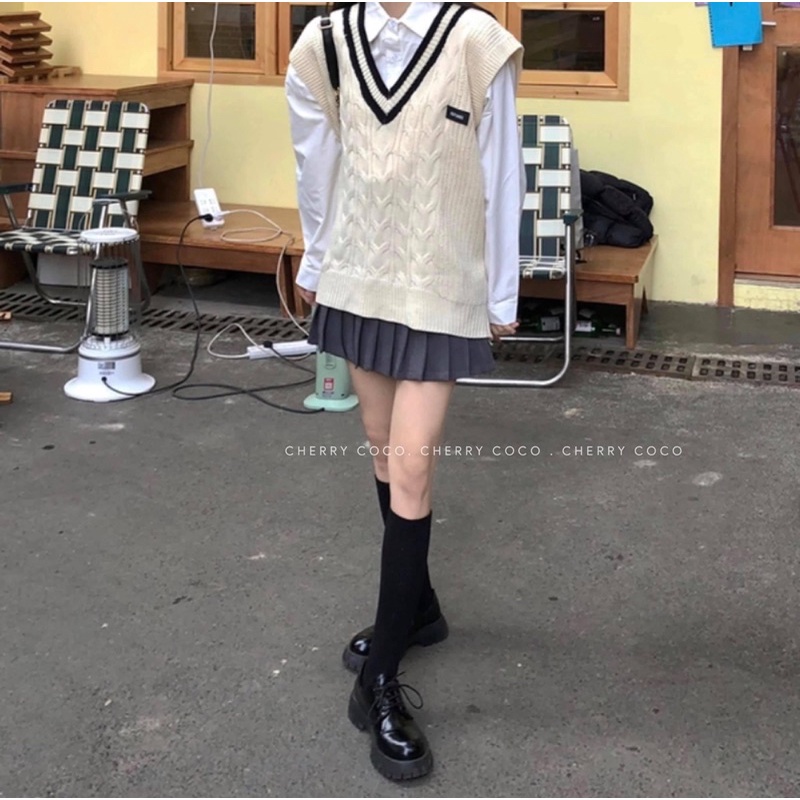 Áo gile tông be Hàn Quốc shop Cherry Coco