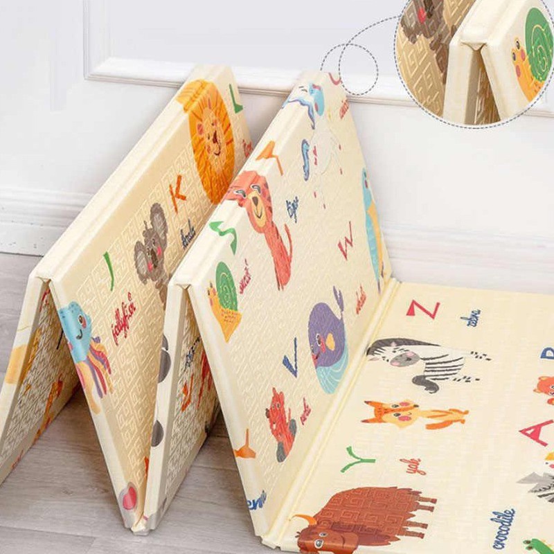 Thảm xốp cho bé XPE gấp gọn tấm lót trải sàn 2 mặt chống thấm chống trơn hàn quốc phủ silicon 1m8 2m