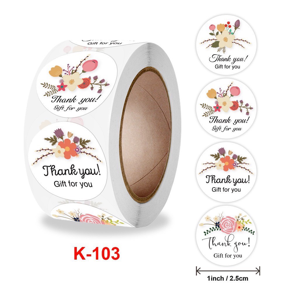500 miếng tem dán chữ thank you