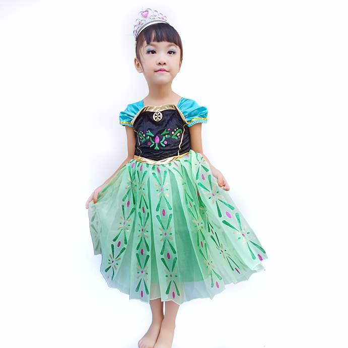 váy cô gái Công Chúa Anna Trong Phim Frozen Dễ Thương Cho Bé Gái váy ngắn