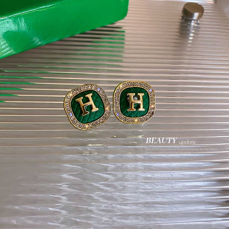 Bông Tai Mạ Bạc 925 Hình Học / Vuông In Chữ Phong Cách Hàn Quốc Thời Trang Cao Cấp Cho Nữ