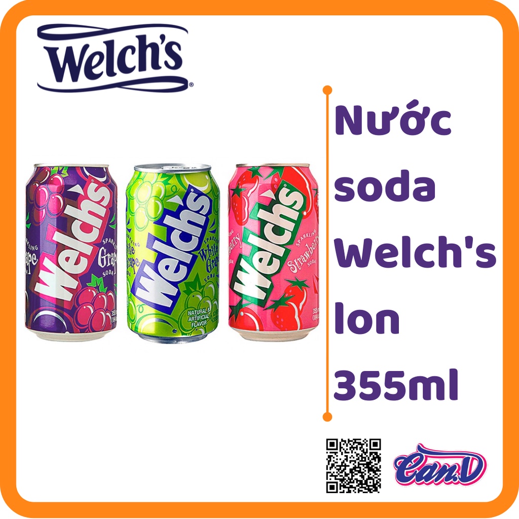 (3 vị) Nước soda Welch's lon 355ml