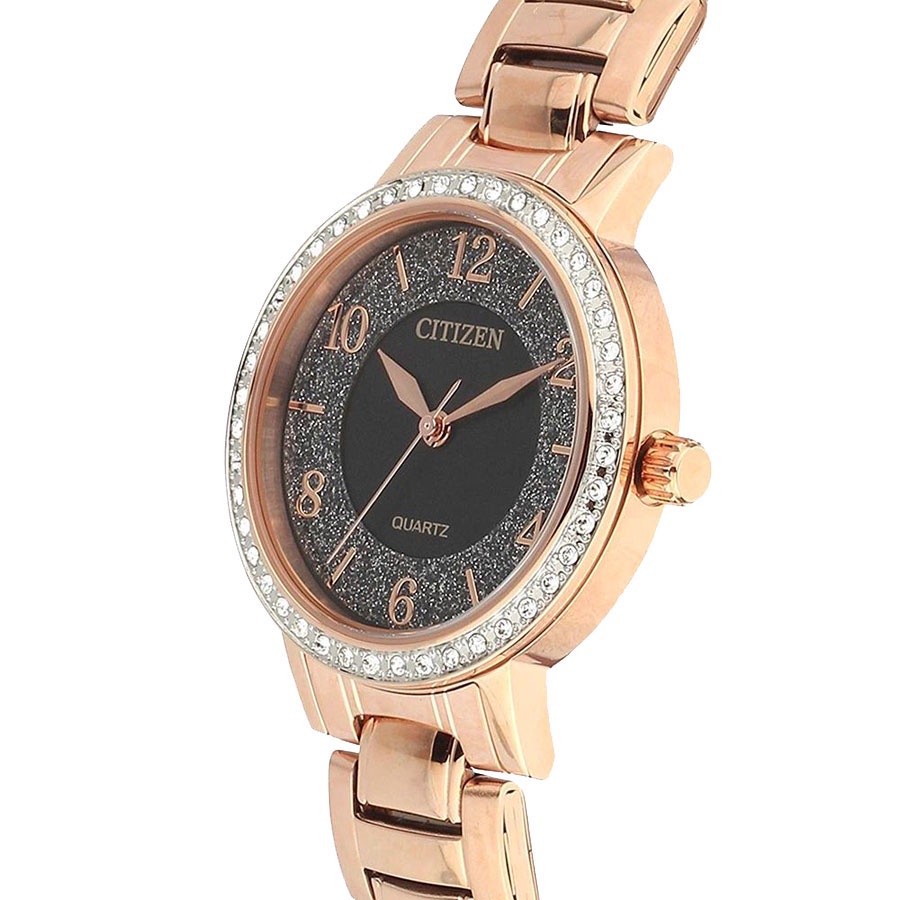 Đồng Hồ Nữ Citizen Đính Đá Swarovski Dây Thép Không Gỉ EL3048-53E - Mặt Đen