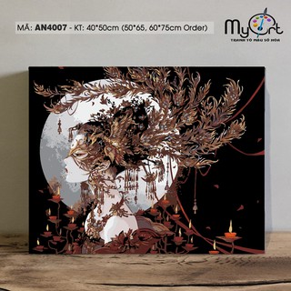 Tranh tô màu theo số Myart Cô gái cổ trang mặt nạ phượng hoàng AN4007
