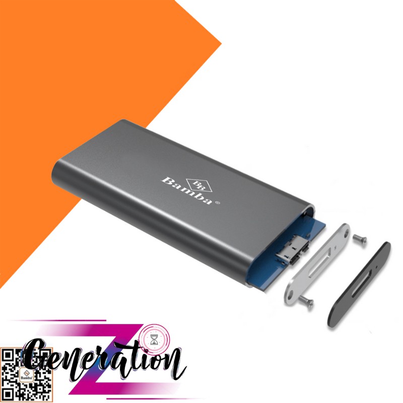 HỘP ĐỰNG Ổ CỨNG SSD M2(NGFF) RA USB 3.0 BAMBA B5 - BOX SSD M2(NGFF) RA USB 3.0 BAMBA B5 - VỎ NHÔM + MÀU BẠC