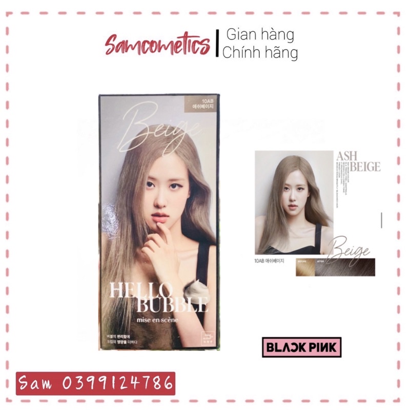 Thuốc Nhuộm Tóc Dạng Bọt Hello Bubble BlackPink màu 10AB Nâu Vàng Khói Mẫu Mới 2022