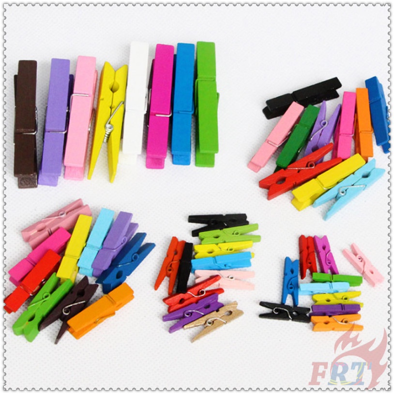 Set 5 kẹp gỗ nhiều màu ngẫu nhiên 25mm 30mm 35mm 45mm 72mm dùng kẹp ảnh trang trí thủ công