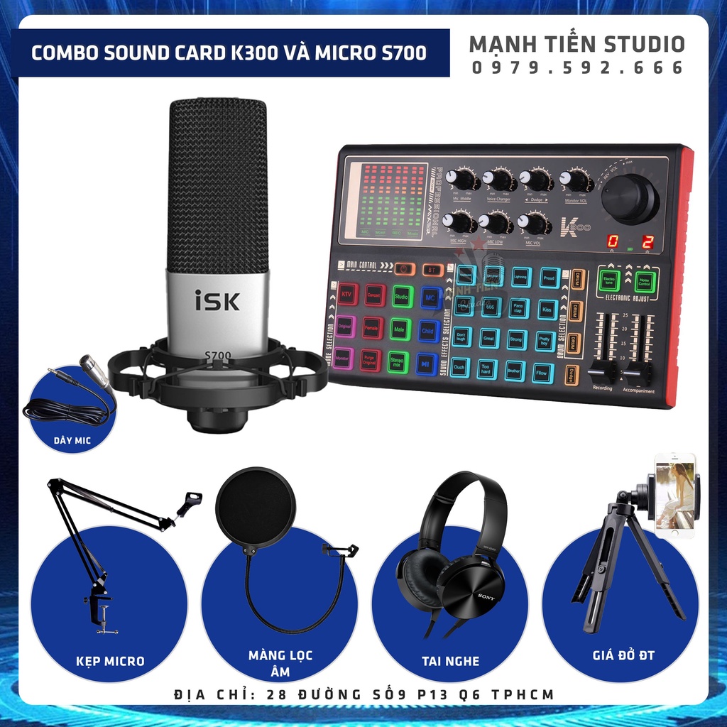 [tặng full phụ kiện] Combo Mic Thu Âm S700 + SoundCard  K3000 + full phụ kiện livestream karaoke thu âm xịn sò cao cấp