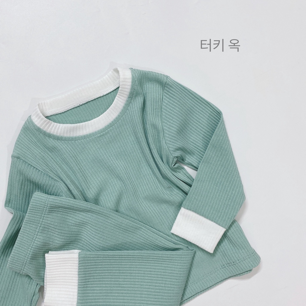 [SALE] Đồ bộ dài tay len gân Minky Mom kiểu dáng basic phối trắng cực đẹp bé trai bé gái (QATE379)