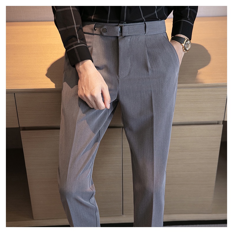Quần âu baggy nam ống côn Hàn Quốc, quần tây nam đen vải mềm mịn không bai xù VINTINO QAK