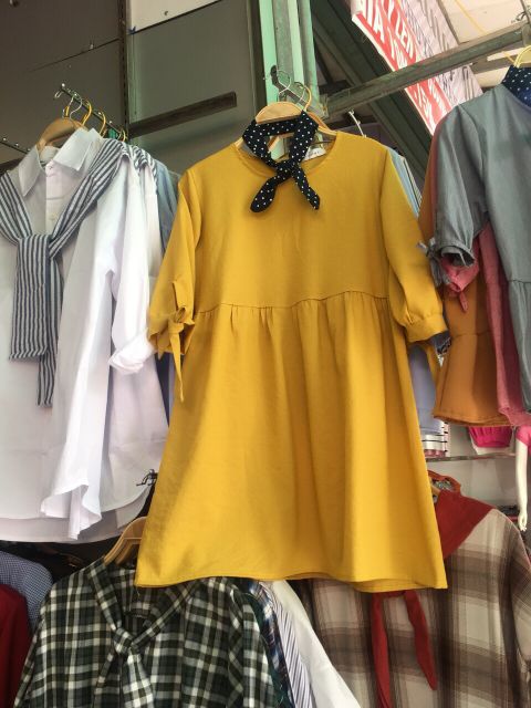 Váy baby doll nơ tay (hình chụp thật) | BigBuy360 - bigbuy360.vn