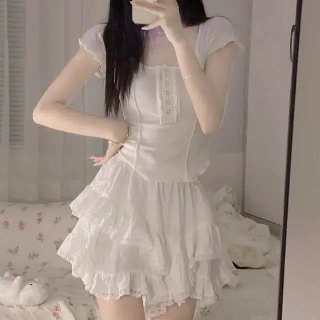 【 B M 】Sét bộ BM girl thiết kế Áo thun Combo chân váy nữ ren mỏng siêu sexy ôm dáng cực đẹp mẫu mơi