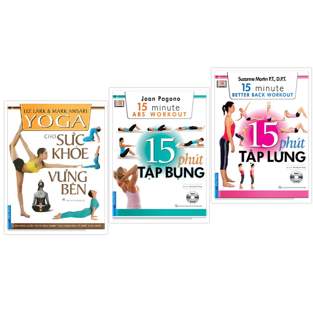 Sách - Combo YOGA cho sức khỏe vững bền + 15 phút tập bụng + 15 phút tập lưng - FirstNews Tặng Kèm Bookmark