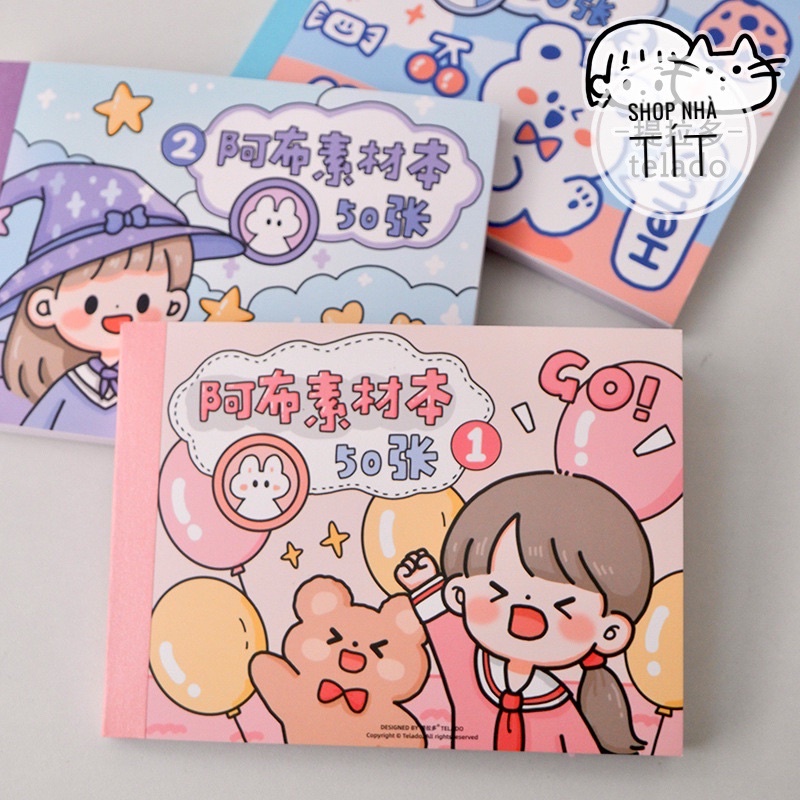 🌸Set 50 tờ sticker nhãn dán trang trí sổ lưu niệm bìa sách🌸