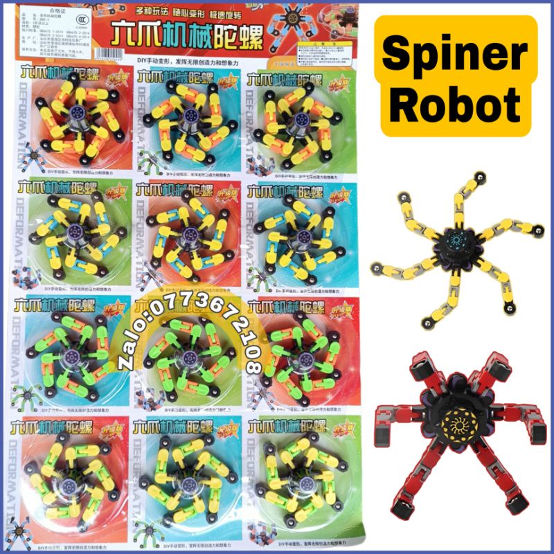 Vỉ 12 Con Quay Spinner Robot biến hình lắp ghép