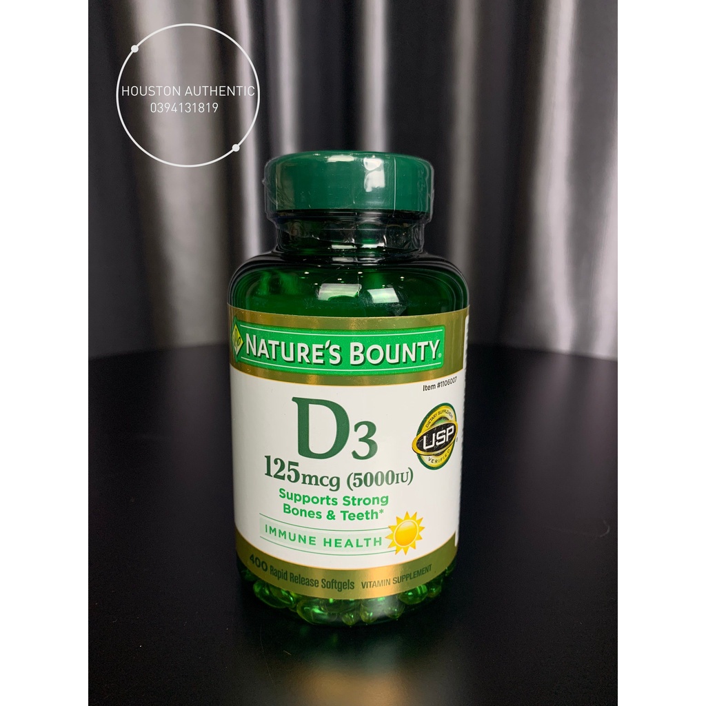 Vitamin D3 125mcg 5000IU Nature's Bounty 400 viên _ Live mua hàng tại Mỹ