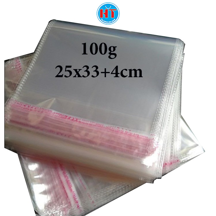 Túi bóng kính dán miệng OPP 25x33+4 cm (100g)