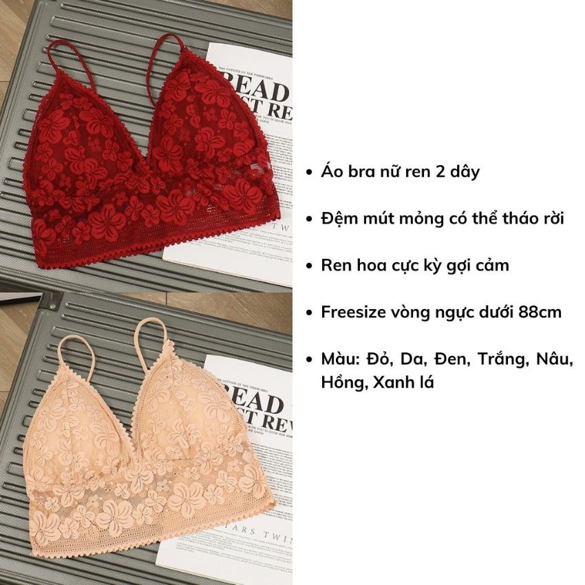 Áo bra kiểu Bralette 2 dây ren hoa sexy, áo lót nữ không gọng họa tiết cực đẹp gợi cảm và quyến rũ B3052