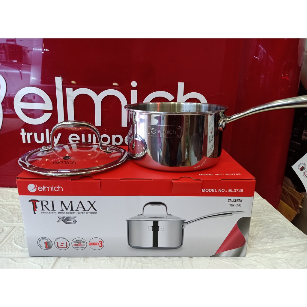 Quánh elmich nấu bột inox Elmich trimax 16cm đáy liền nguyên khối 3745