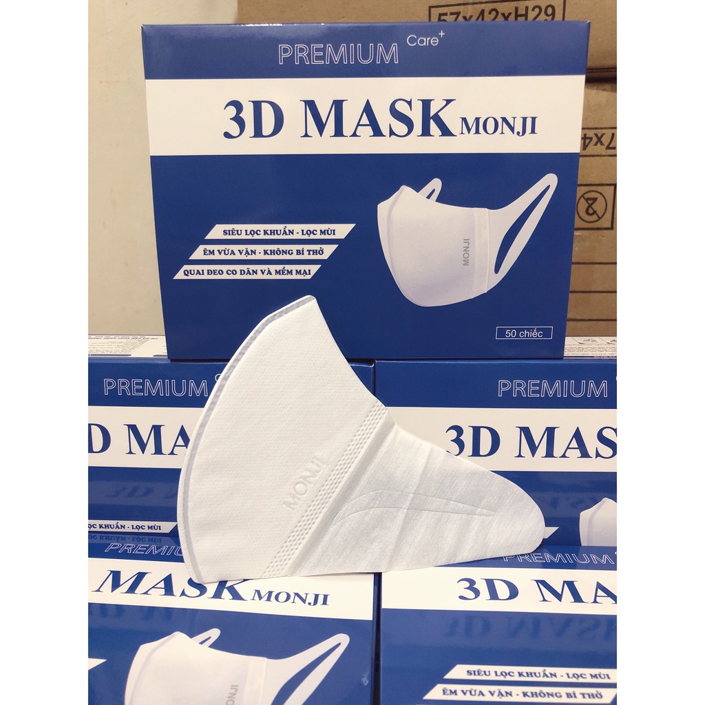 Hộp 50 chiếc khẩu trang 3D Mask MONJI công nghệ dập Nhật Bản,Chính Hãng kháng bụi mịn siêu rẻ  - Trung Đông Pharmacy