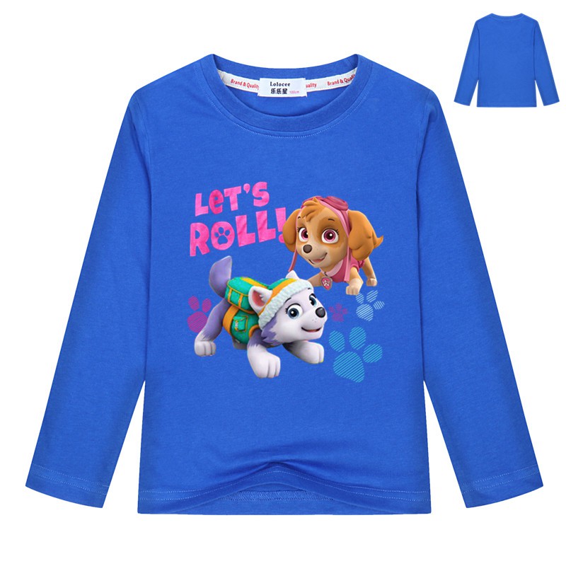 áo thun dài tay cho bé gái hoạt hình paw patrol tops dễ thương in quần áo