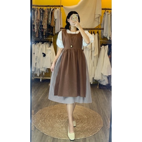 Set Đầm Yếm cô gái hà lan gà vintage