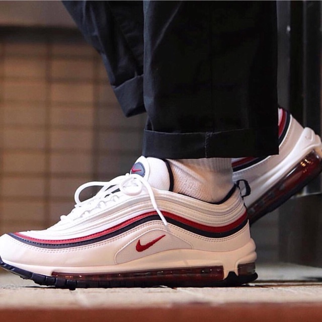 [ hàng đẹp ] [ hàng rẻ ] Giày nike air max 97 trắng kẻ đỏ [ tôt thật ] [cao cấp]