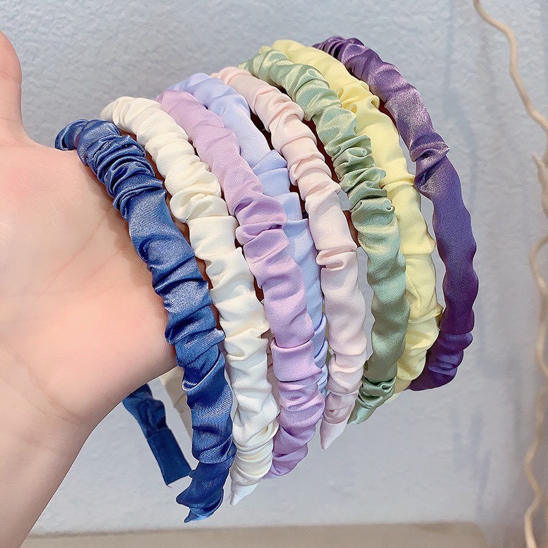 Bờm Tóc Nhún Phối Vải Lụa Màu Phong Cách Hàn Quốc K087